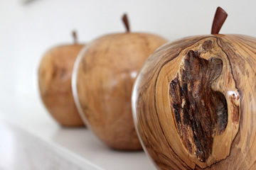 Giant wooden apple made from Spalted Beech.