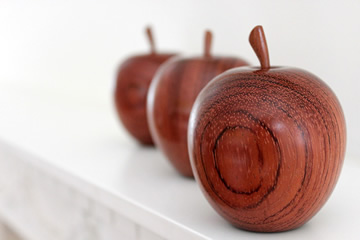 A selection of wooden apples.